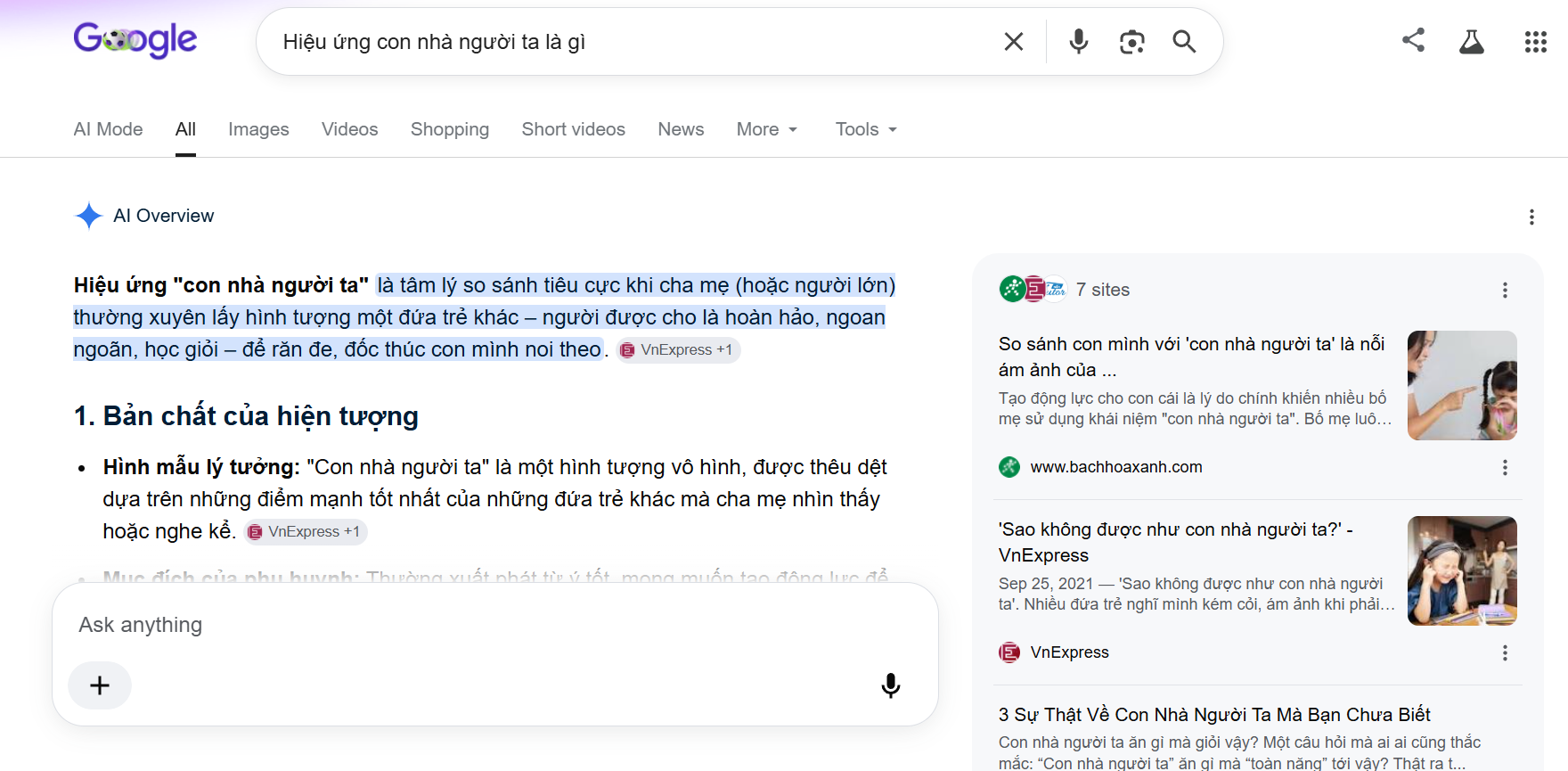 Ai overview của Google